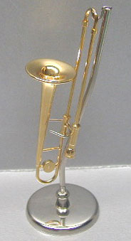 Dollhouse Miniature Trombone with Case and Stand